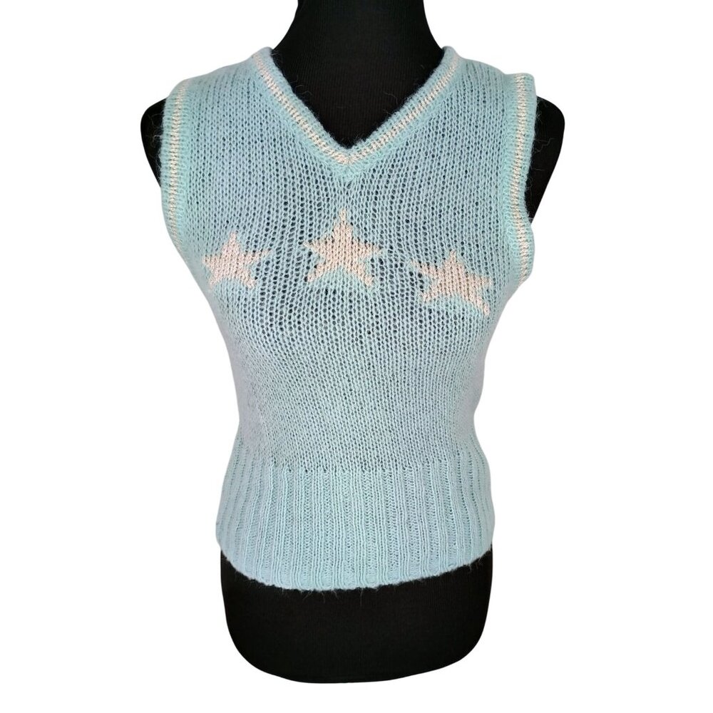 Urban Outfitters Kimchi Blue Sweater Vest Light Blue Stars Women's Size Medium
